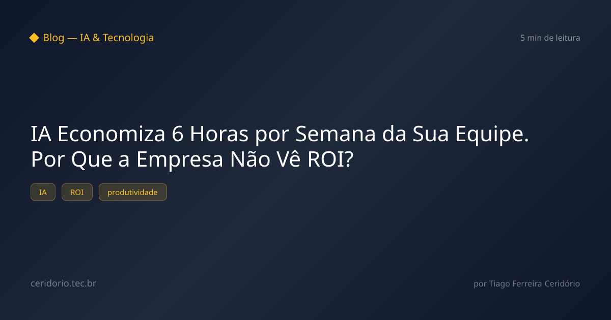 IA Economiza 6 Horas por Semana da Sua Equipe. Por Que a Empresa Não Vê ROI?